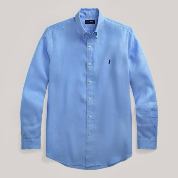 POLO RALPH LAUREN Linen Classic Fit Button Down Long Sleeve Shirt LARGE NWT